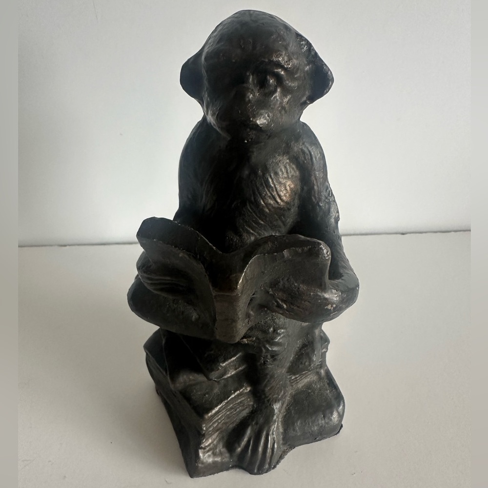 Bronze-Look San Francisco International Chimpanzee Book Statue - Home Accent